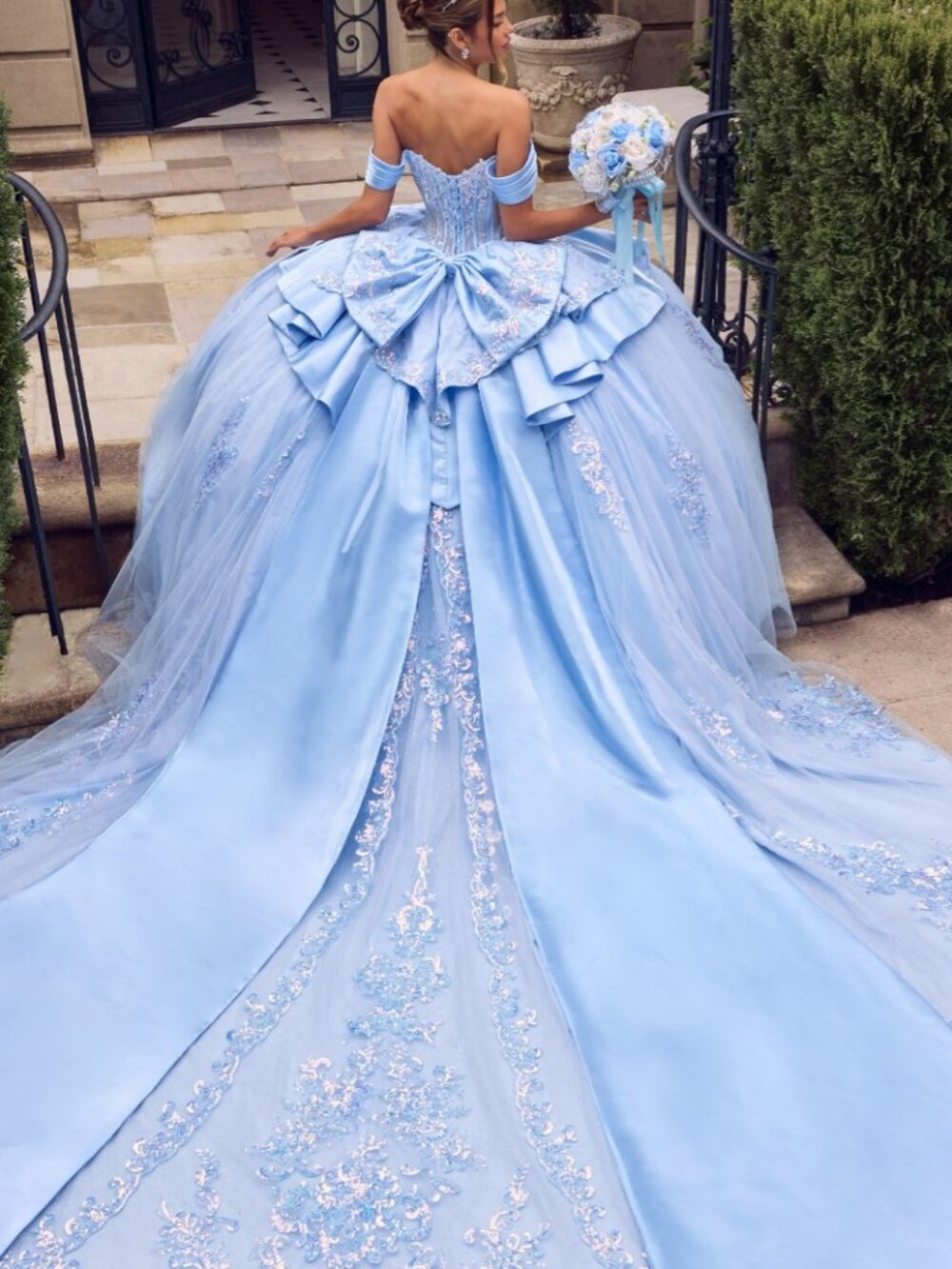 NEW LT BLUE Evening Gown Floor Length Formal Elegant Stunning 15745